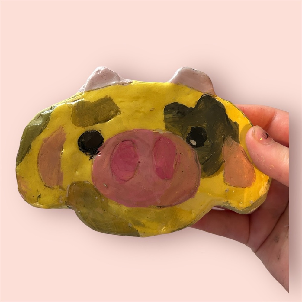 Handcrafted Ceramic cow art piece